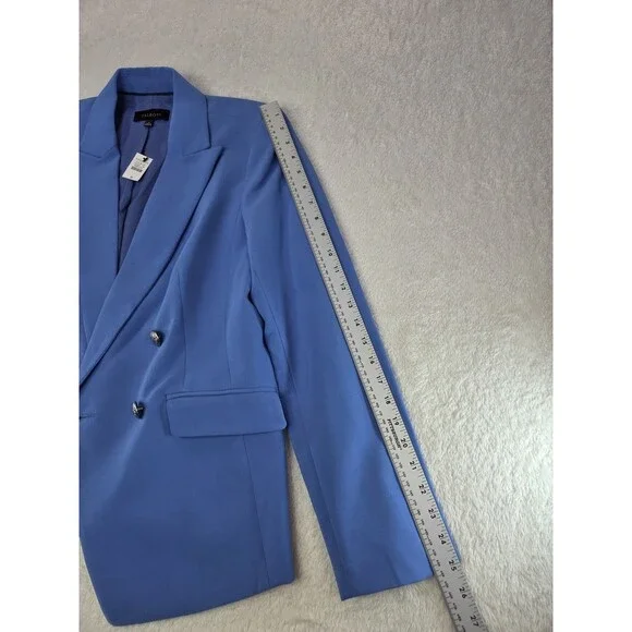 Talbots Blue Double Breasted Blazer Size 8 Silver Crest Buttons New With Tags - Picture 9 of 15